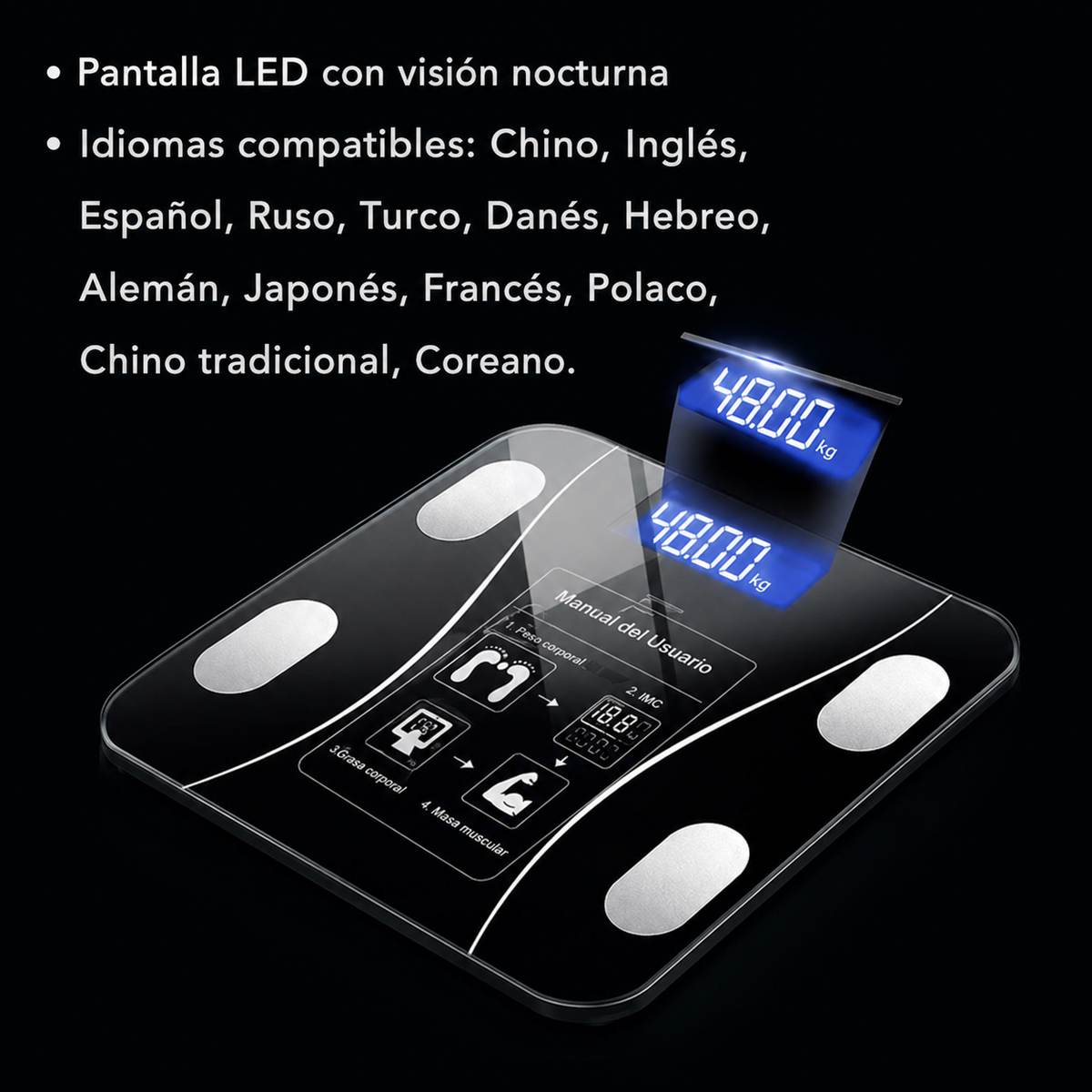 Báscula Digital Inteligente de Baño con Análisis Corporal
