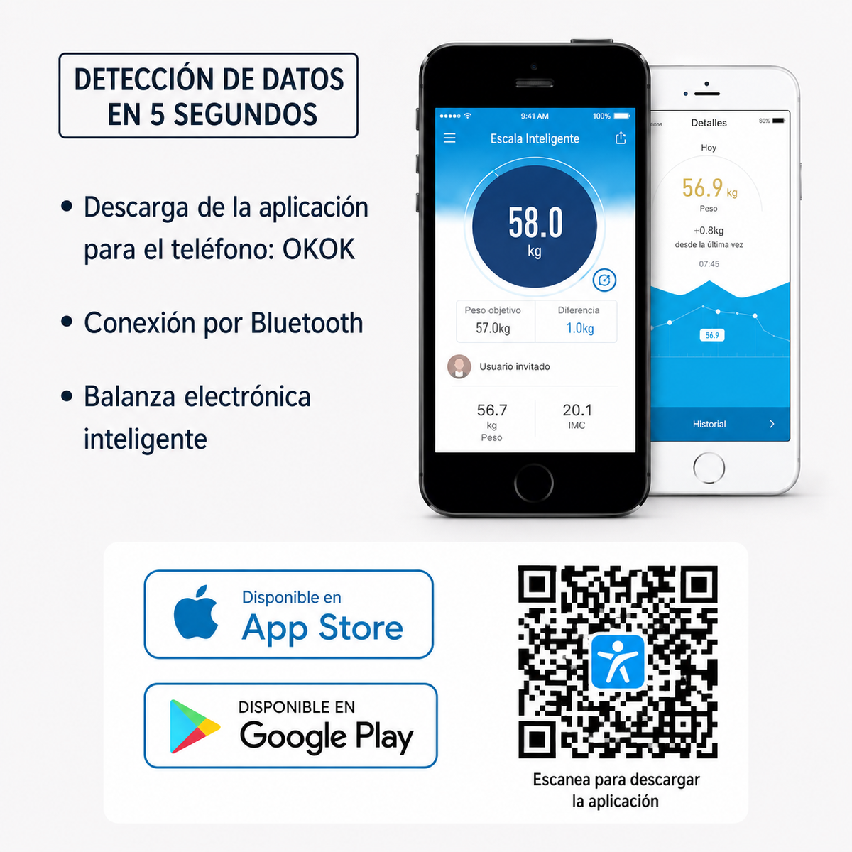 Báscula Digital Inteligente de Baño con Análisis Corporal