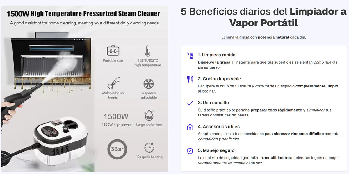 Limpiador Portátil a Vapor